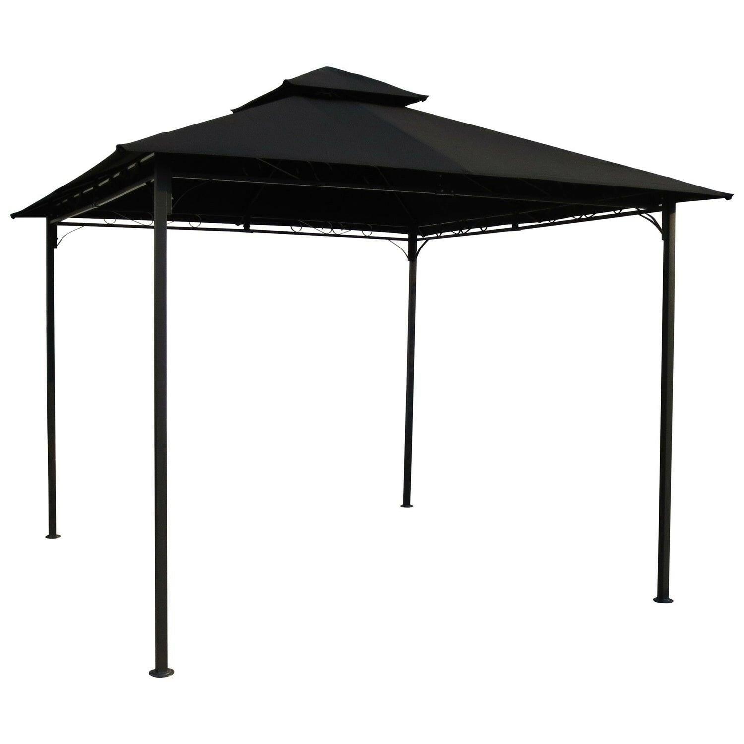 10-Ft x 10-Ft Outdoor Gazebo with Black Weather Resistant Fabric Canopy - FurniFindUSA