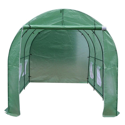 Outdoor 7 x 12 Ft Greenhouse Kit with Steel Frame and Green Cover - FurniFindUSA