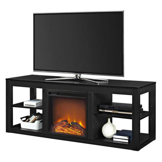 Modern 2-in-1 Electric Fireplace TV Stand in Black - FurniFindUSA
