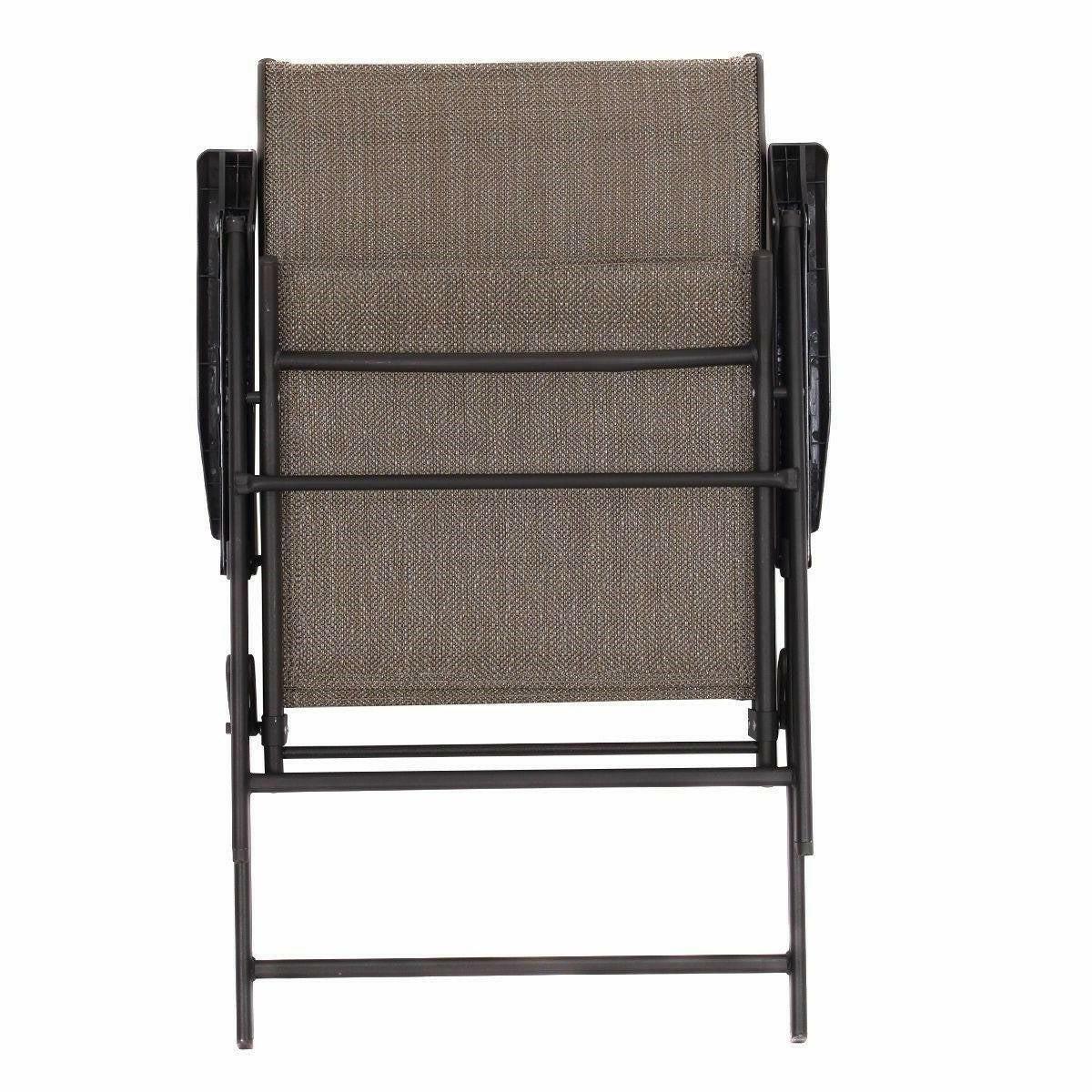 Set of 2 Outdoor Folding Patio Chairs in Brown with Black Metal Frame - FurniFindUSA