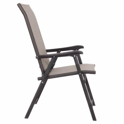 Set of 2 Outdoor Folding Patio Chairs in Brown with Black Metal Frame - FurniFindUSA