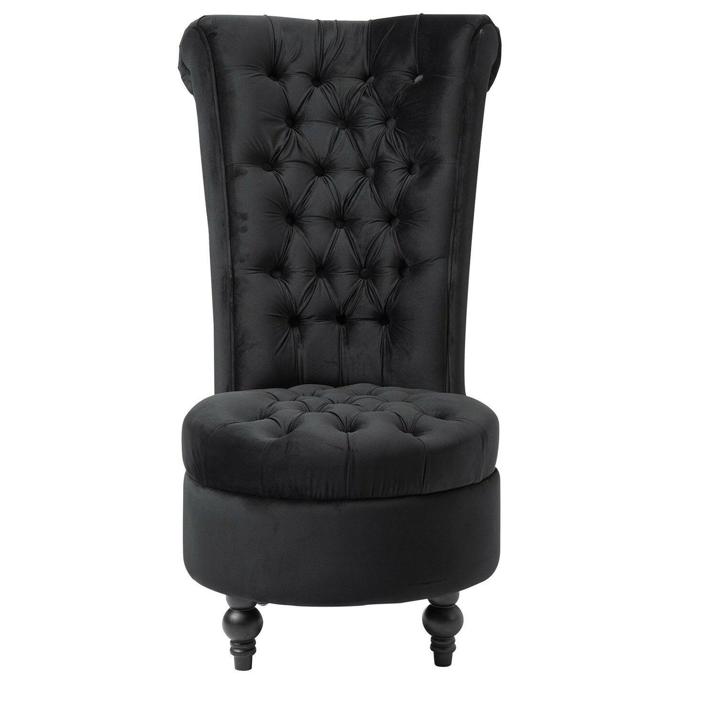 Black Tufted High Back Plush Velvet Upholstered Accent Low Profile Chair - FurniFindUSA