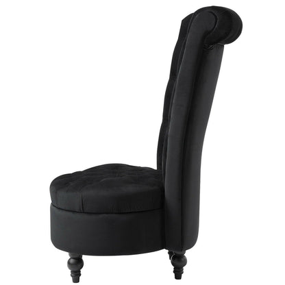 Black Tufted High Back Plush Velvet Upholstered Accent Low Profile Chair - FurniFindUSA