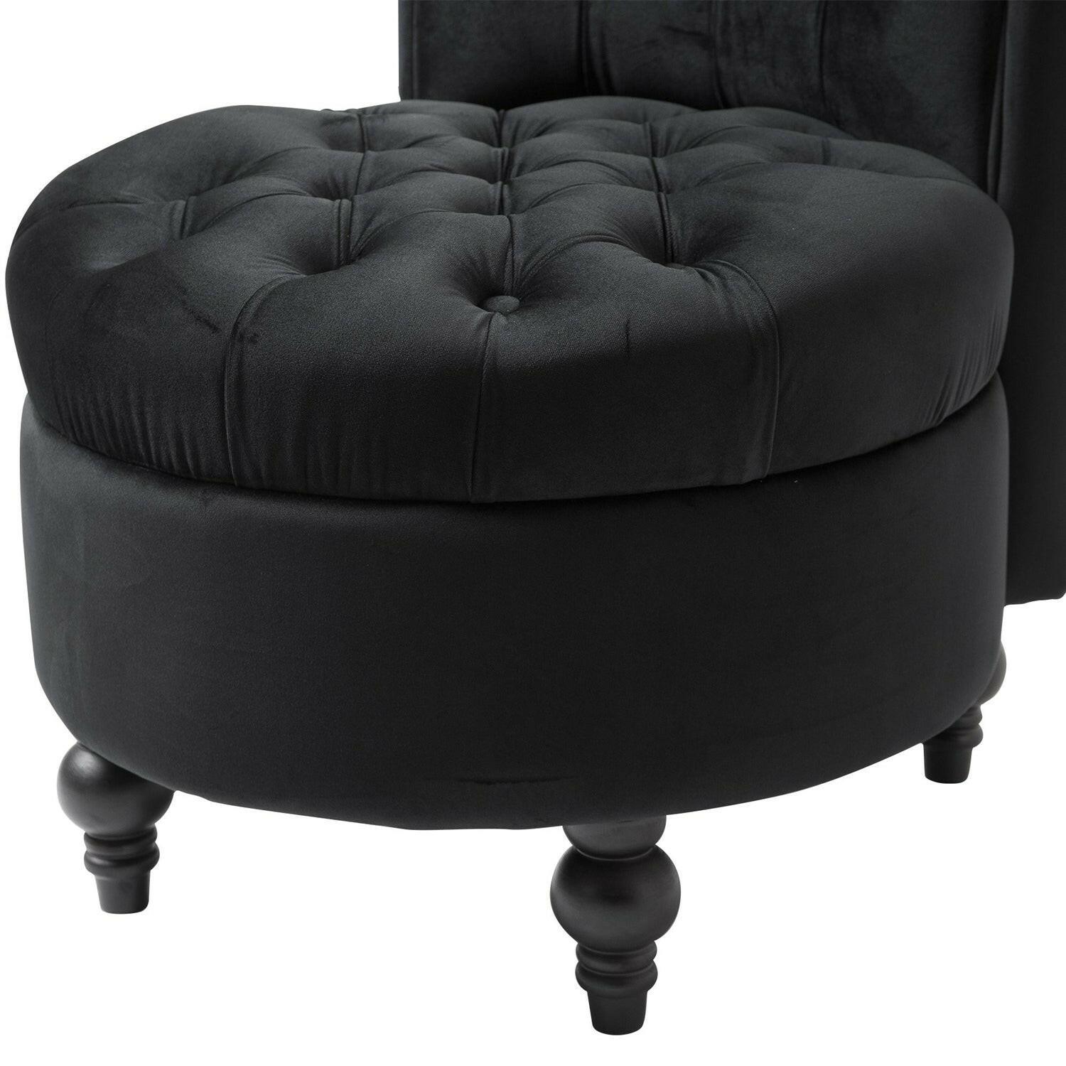 Black Tufted High Back Plush Velvet Upholstered Accent Low Profile Chair - FurniFindUSA