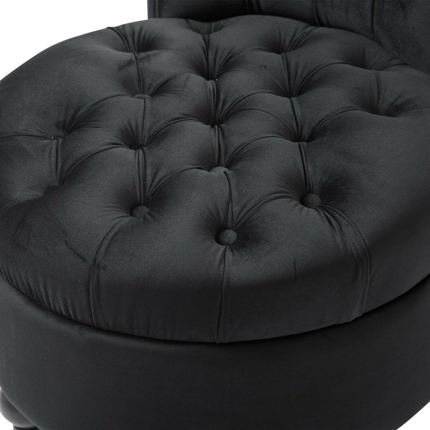 Black Tufted High Back Plush Velvet Upholstered Accent Low Profile Chair - FurniFindUSA