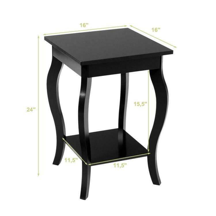 Stylish Nightstand End Table in Black Wood Finish - Set of 2 - FurniFindUSA