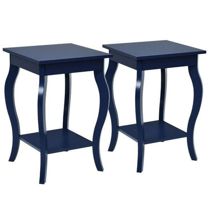 Stylish Nightstand End Table in Dark Blue Wood Finish - Set of 2 - FurniFindUSA
