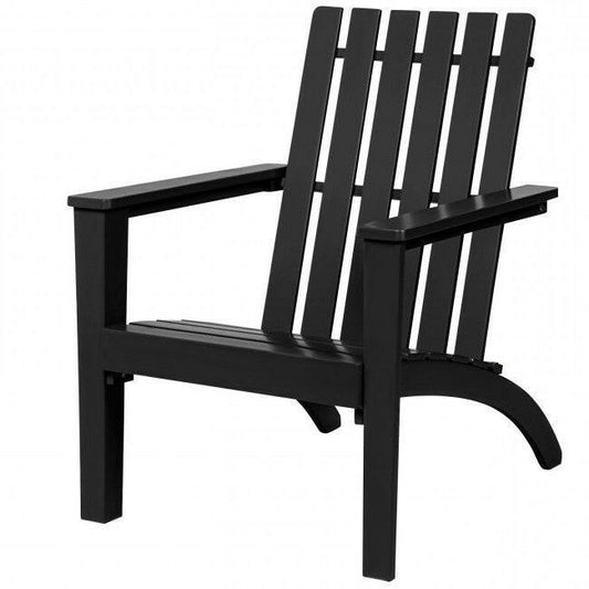 Indoor/Outdoor Acacia Wood Adirondack Lounge Armchair - Black - FurniFindUSA