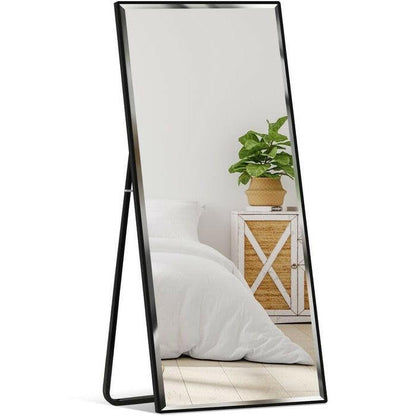 Black Large Full Length Leaning Wall or Hanging Mirror - FurniFindUSA