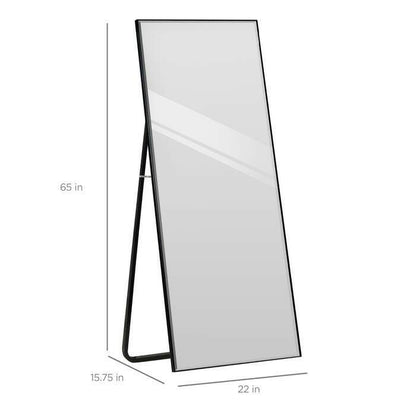 Black Large Full Length Leaning Wall or Hanging Mirror - FurniFindUSA