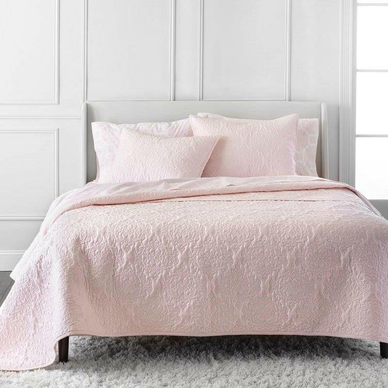 King Size 100-Percent Cotton 3-Piece Quilt Bedspread Set in Blush Pink - FurniFindUSA