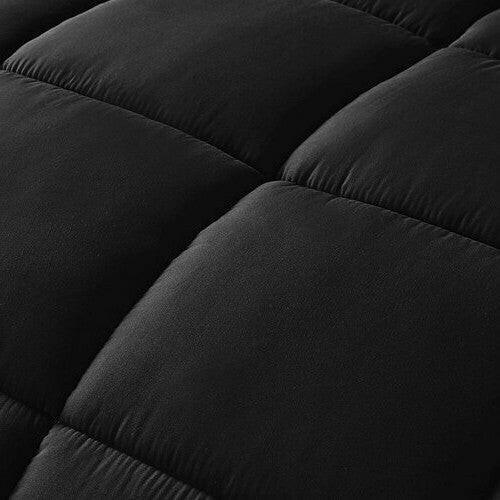 King Size Reversible Microfiber Down Alternative Comforter Set in Black - FurniFindUSA