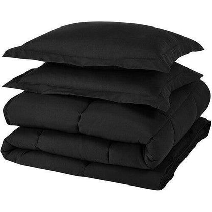 King Size Reversible Microfiber Down Alternative Comforter Set in Black - FurniFindUSA