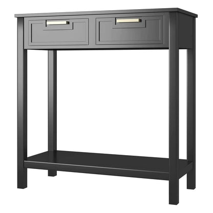 Modern Entryway Accent 2 Drawer Sofa Side Table Black - FurniFindUSA