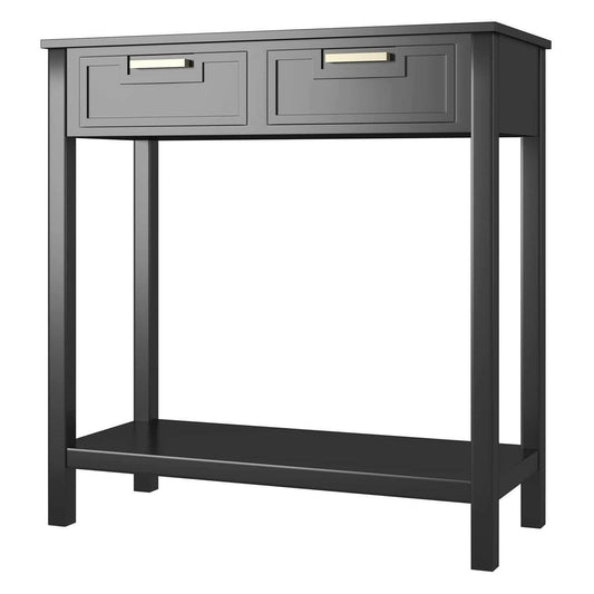 Modern Entryway Accent 2 Drawer Sofa Side Table Black - FurniFindUSA