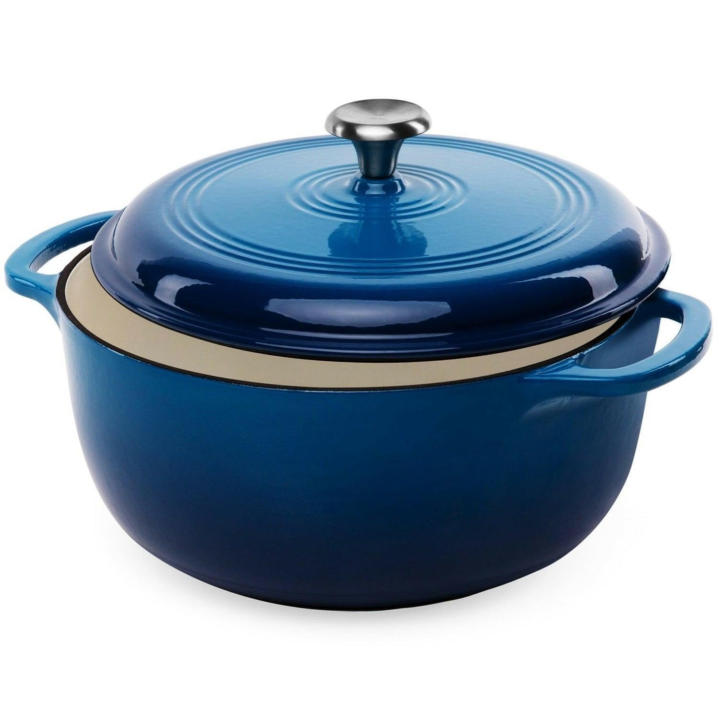 6 Quart Large Blue Enamel Cast-Iron Dutch Oven Kitchen Cookware - FurniFindUSA