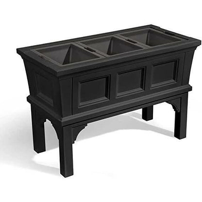 Black Rectangular Raised Garden Bed Planter Box with Removeable Trays - FurniFindUSA