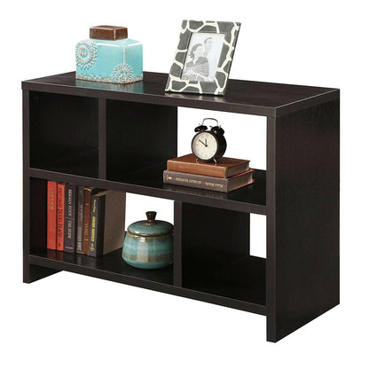 Modern 2-Shelf Bookcase Console Table in Espresso Wood Finish - FurniFindUSA