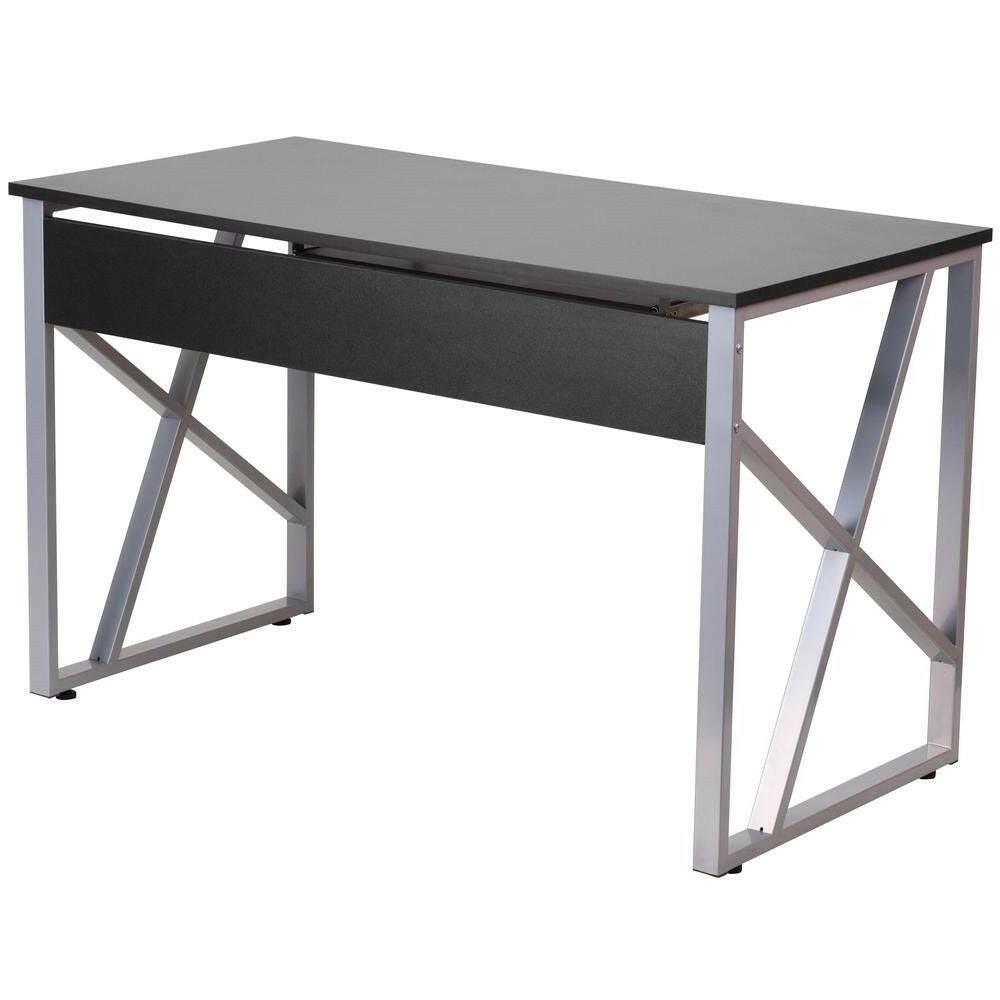Contemporary Black Laminate Office Computer Desk with Keyboard Tray - FurniFindUSA