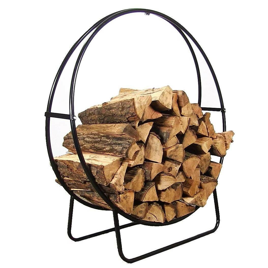 Modern Black Metal Indoor Outdoor Firewood Holder Log Rack - FurniFindUSA