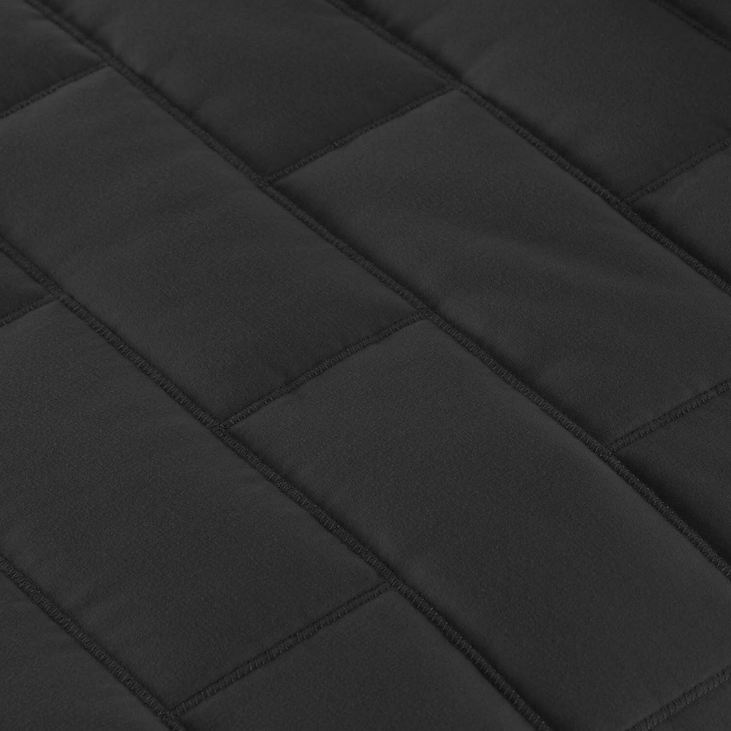 Full/Queen Modern Brick Stitch Microfiber Reversible 3 Piece Quilt Set in Black - FurniFindUSA