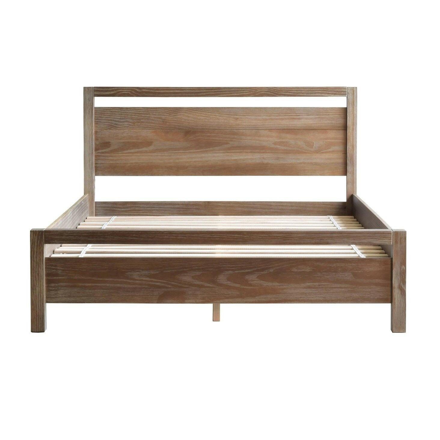 Queen Size FarmHouse Traditional Rustic Pine Platform Bed - FurniFindUSA