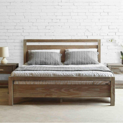 Queen Size FarmHouse Traditional Rustic Pine Platform Bed - FurniFindUSA