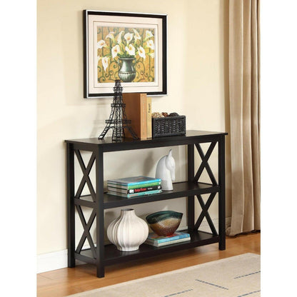 3-Tier Black Sofa Table Bookcase Living Room Shelves - FurniFindUSA