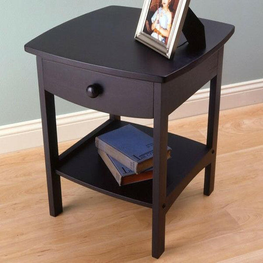 Black 1-Drawer Bedroom Nightstand Contemporary End Table - FurniFindUSA