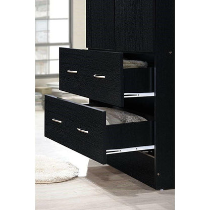 Black 2 Door Wardrobe Armoire with 2 Drawers and Hanging Rod Storage - FurniFindUSA