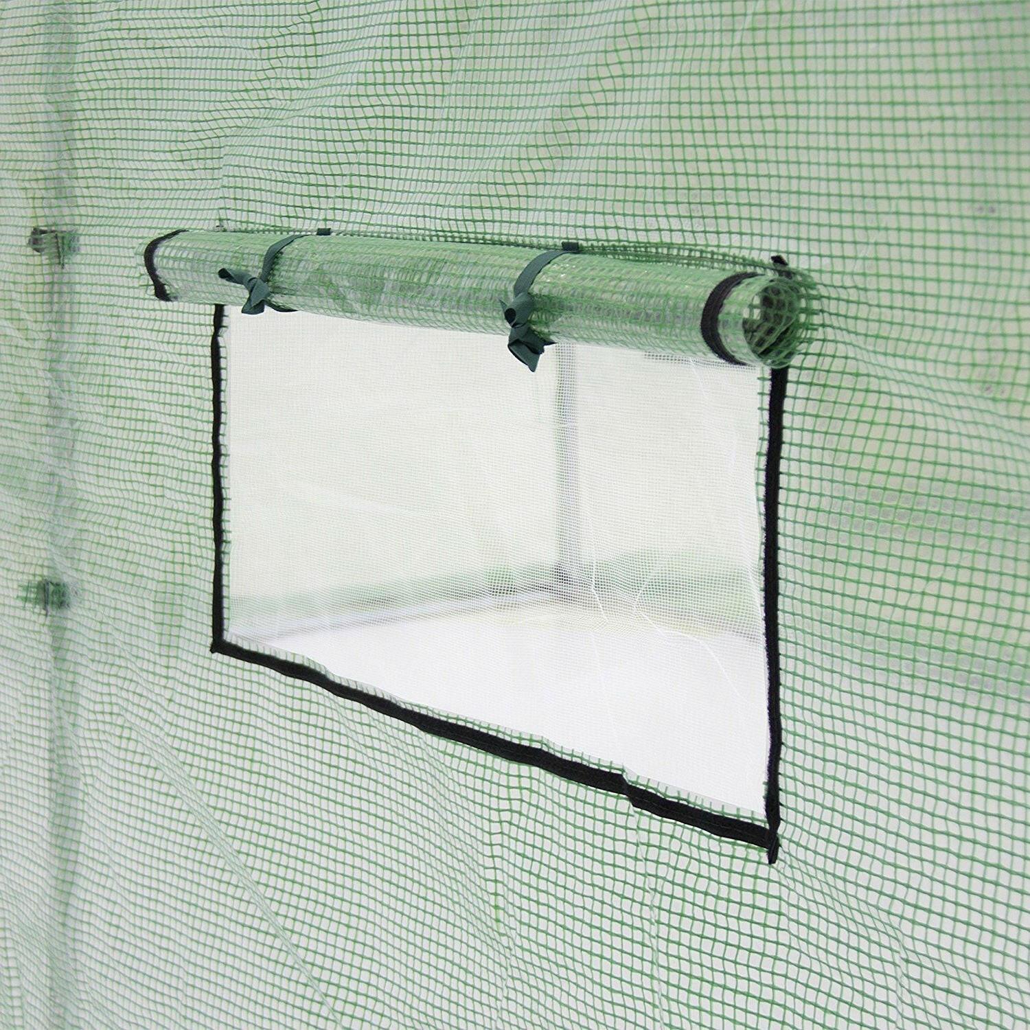 Outdoor 7 x 15 Ft Hoop House Greenhouse with Steel Frame and Green PE Cover - FurniFindUSA