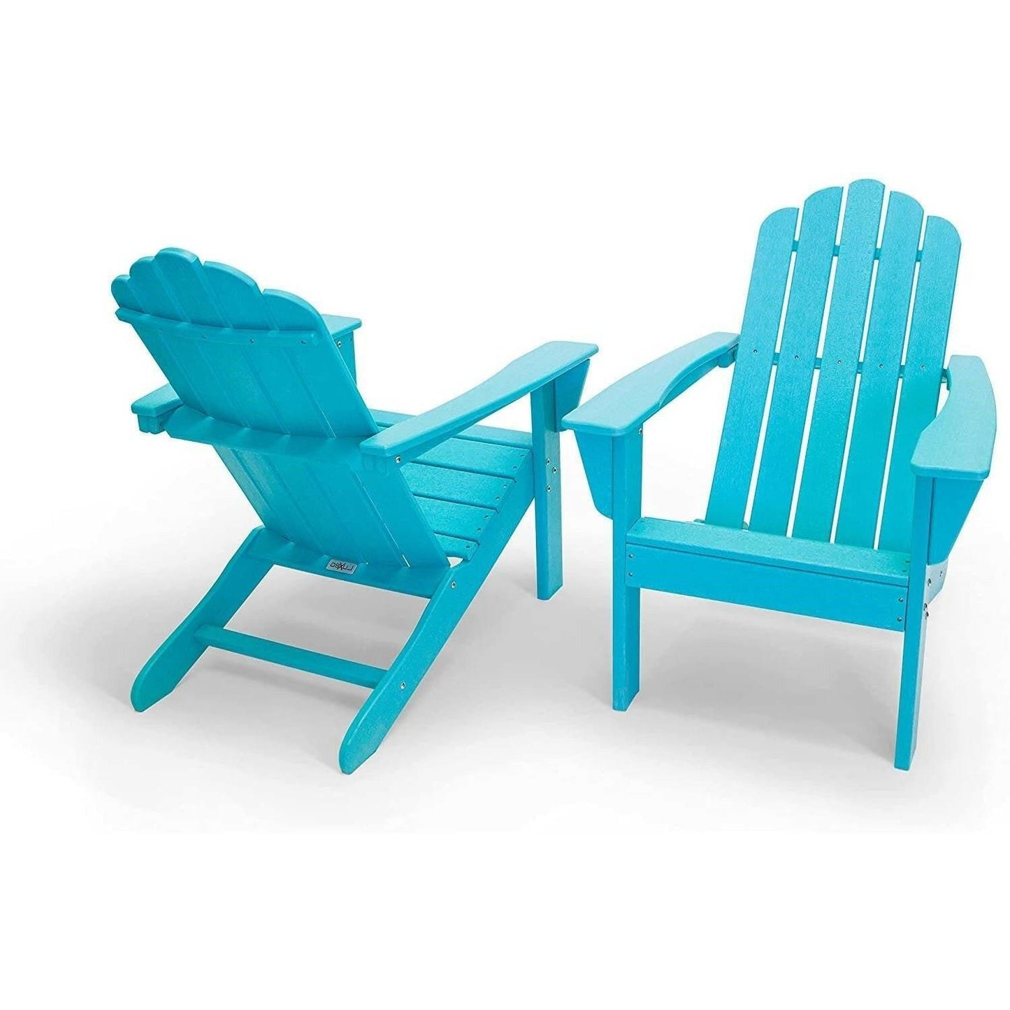 All Weather Recycled Blue Poly Plastic Outdoor Patio Adirondack Chairs - Set of 2 - FurniFindUSA