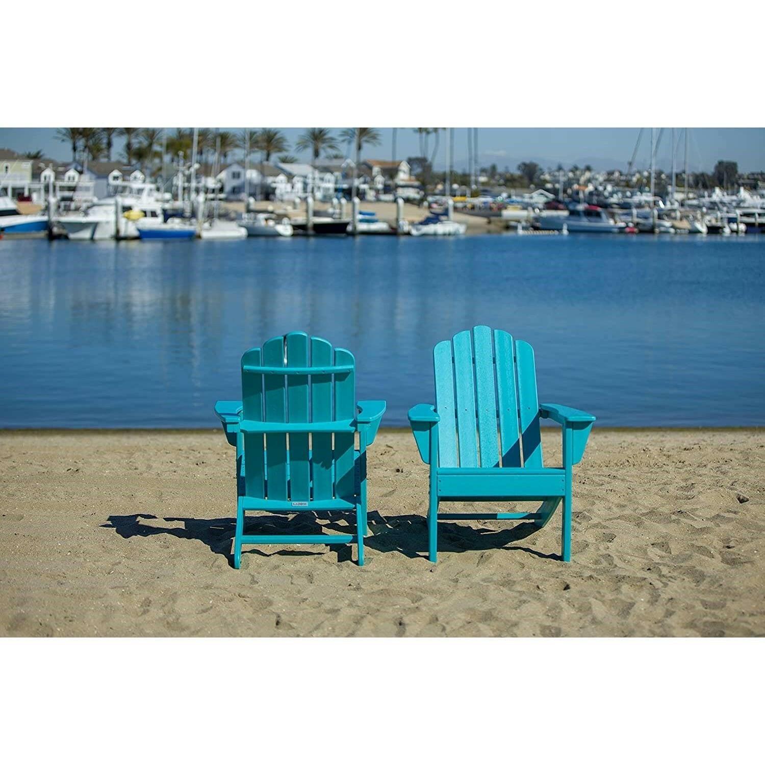 All Weather Recycled Blue Poly Plastic Outdoor Patio Adirondack Chairs - Set of 2 - FurniFindUSA
