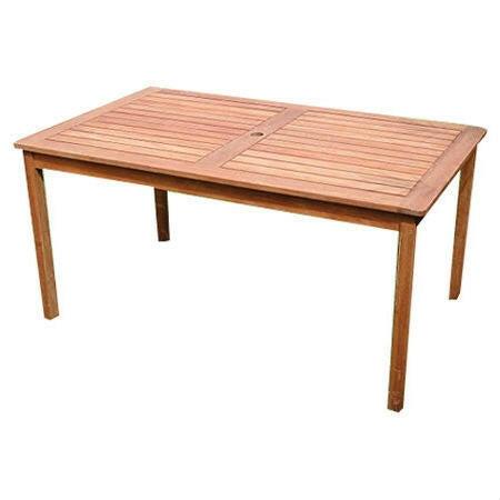 Rectangle 59 x 31.5-inch Solid Wood Patio Dining Table with Center Umbrella Hole - FurniFindUSA