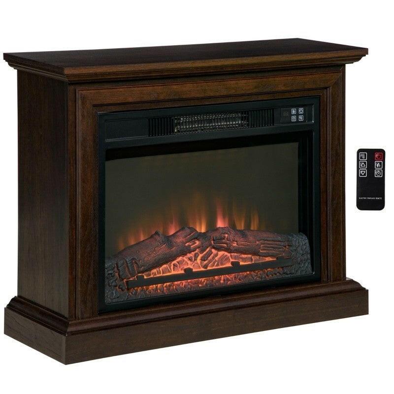 31 inch Brown Electric Fireplace Heater Dimmable Flame Effect and Mantel w/ Remote Control - FurniFindUSA