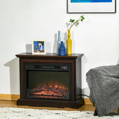 31 inch Brown Electric Fireplace Heater Dimmable Flame Effect and Mantel w/ Remote Control - FurniFindUSA