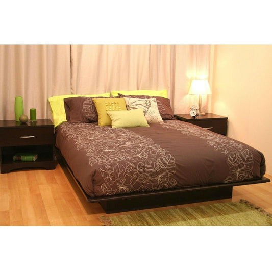 Queen size Platform Bed Frame in Dark Brown Chocolate Wood Finish - FurniFindUSA