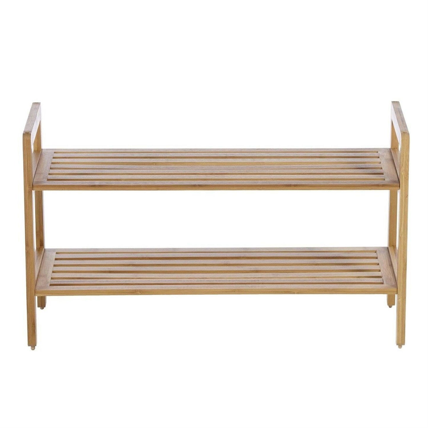 Modern Bamboo 2-Shelf Shoe Rack - Holds up to 8-Pair of Shoes - FurniFindUSA