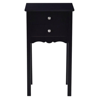 Elegant 2-Drawer End Table Nightstand Side Table in Black Wood Finish - FurniFindUSA