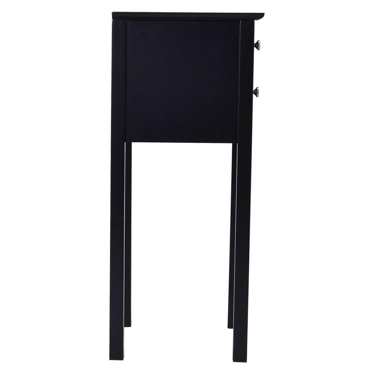 Elegant 2-Drawer End Table Nightstand Side Table in Black Wood Finish - FurniFindUSA