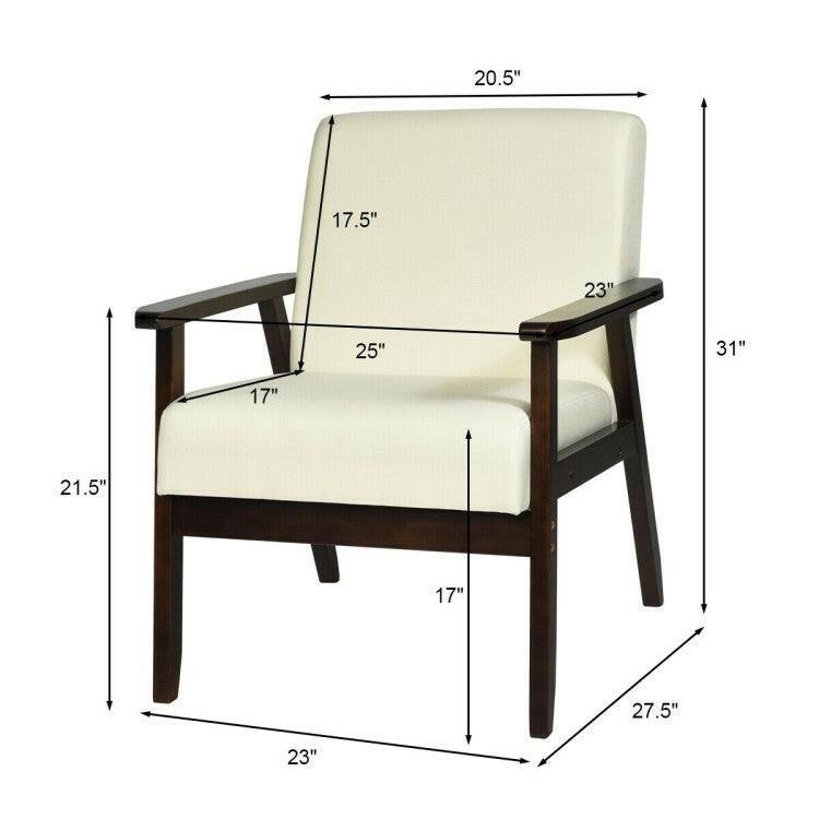 Retro Modern Classic Beige Linen Wide Accent Chair with Espresso Wood Frame - FurniFindUSA
