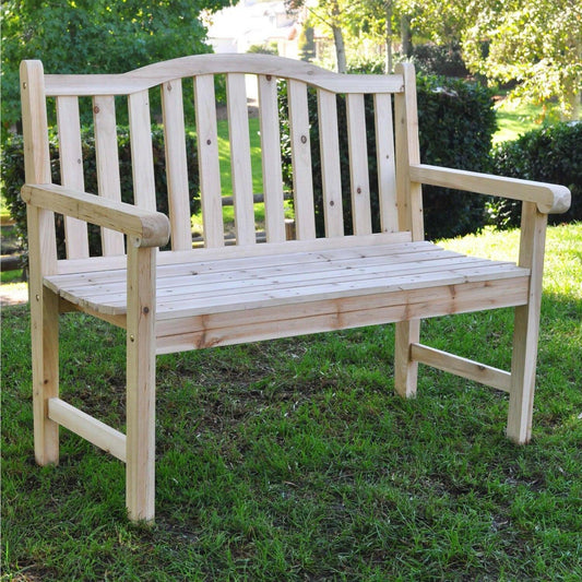 Outdoor Cedar Wood Garden Bench in Natural with 475lbs. Weight Limit - FurniFindUSA