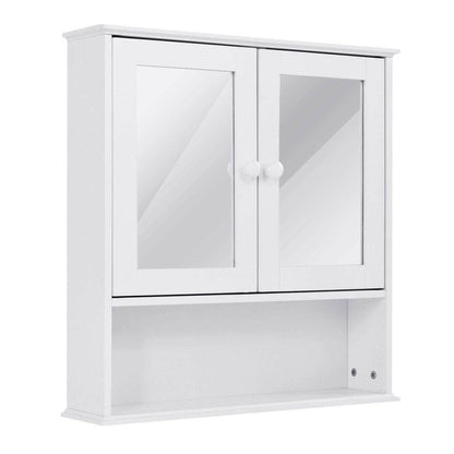 Simple Bathroom Mirror Wall Cabinet in White Wood Finish 23 x 22 inch - FurniFindUSA