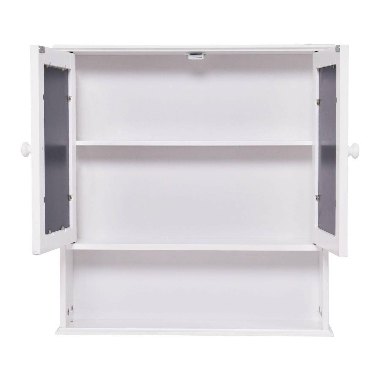 Simple Bathroom Mirror Wall Cabinet in White Wood Finish 23 x 22 inch - FurniFindUSA