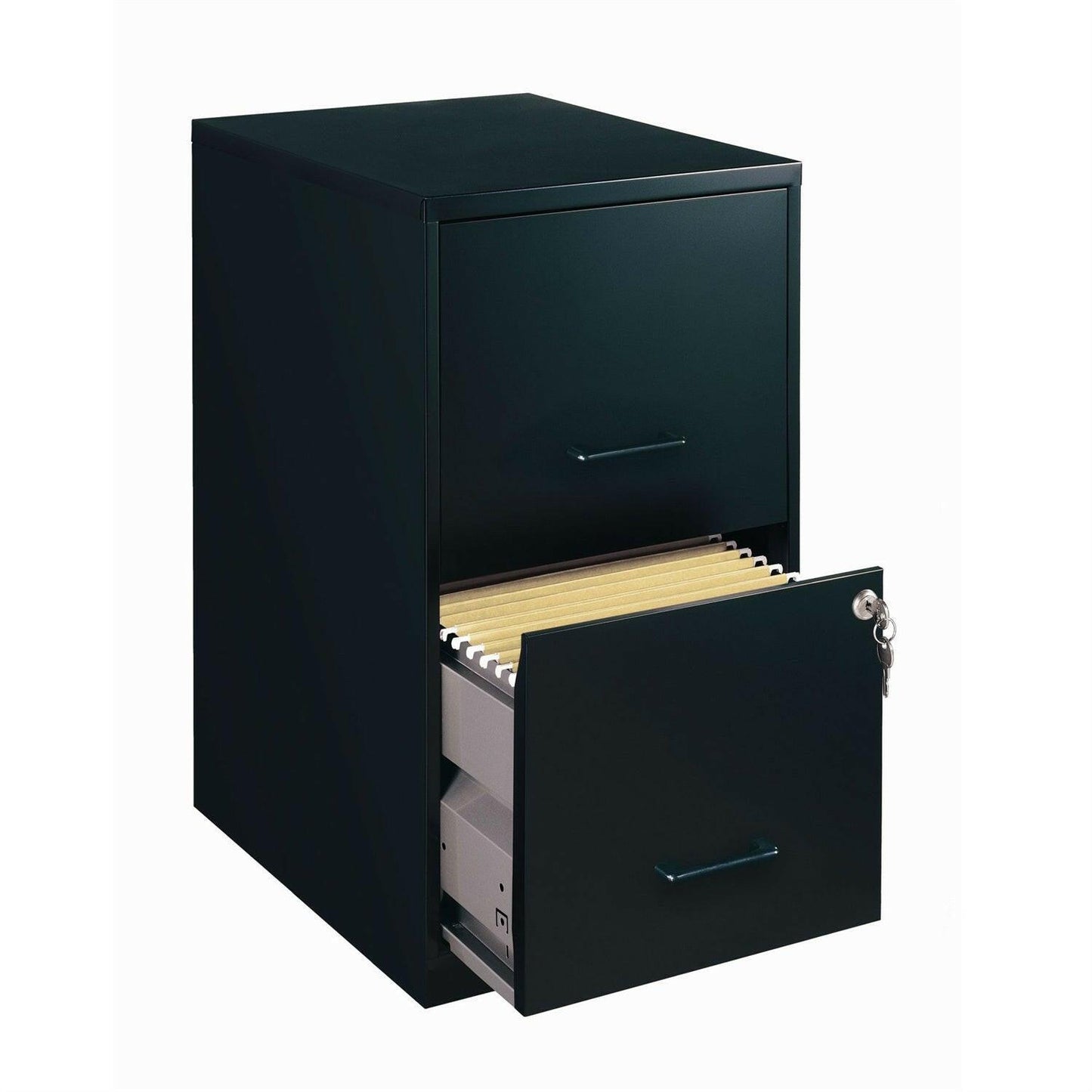 Black Metal 2-Drawer Vertical Filing File Cabinet - Made in USA - FurniFindUSA