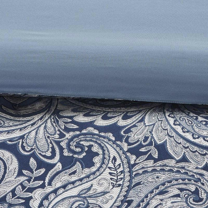 California King 12-piece Reversible Microfiber Comforter Set Navy Blue White - FurniFindUSA