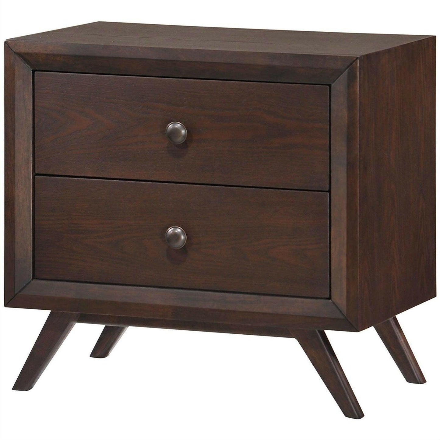 Mid-Century Modern Style End Table Nightstand in Cappuccino Wood Finish - FurniFindUSA