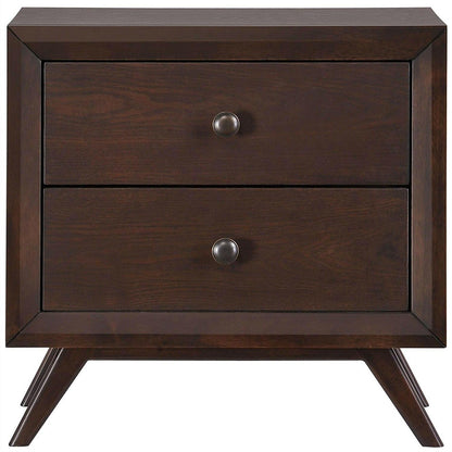 Mid-Century Modern Style End Table Nightstand in Cappuccino Wood Finish - FurniFindUSA