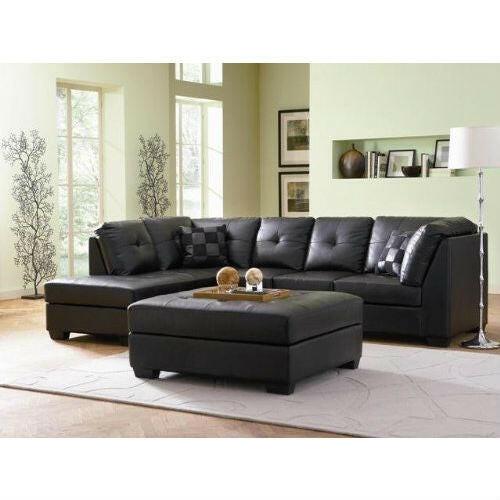 Black Bonded Leather Sectional Sofa with Left Side Chaise - FurniFindUSA