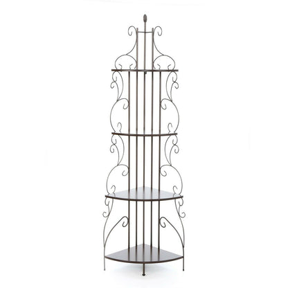 Ornate 4-Tier Metal Corner Bakers Rack Kitchen Dining Shelf - FurniFindUSA